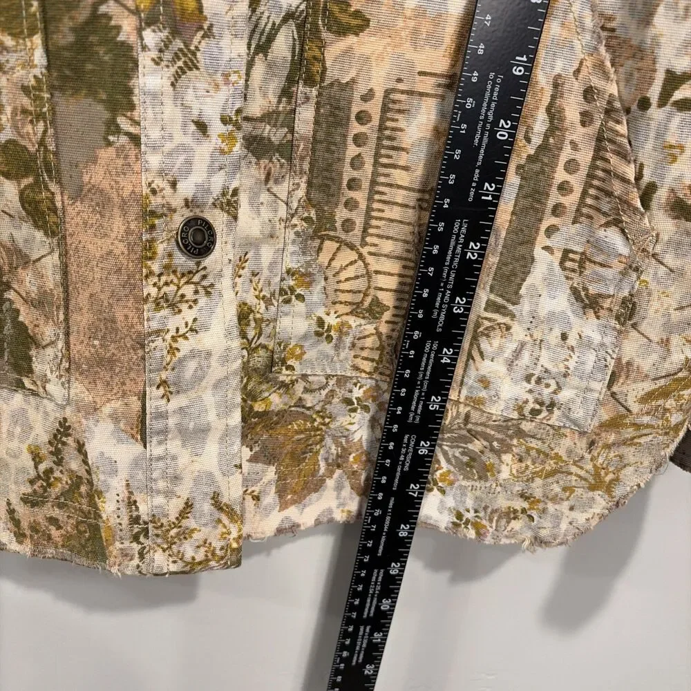 Pilcro Anthropologie The Fielder Mixed Media Distressed Patchwork Shacket Sz S